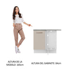 Mueble de Cocina Bajo de Esquina Agata 1 Puerta Blanco/Crema