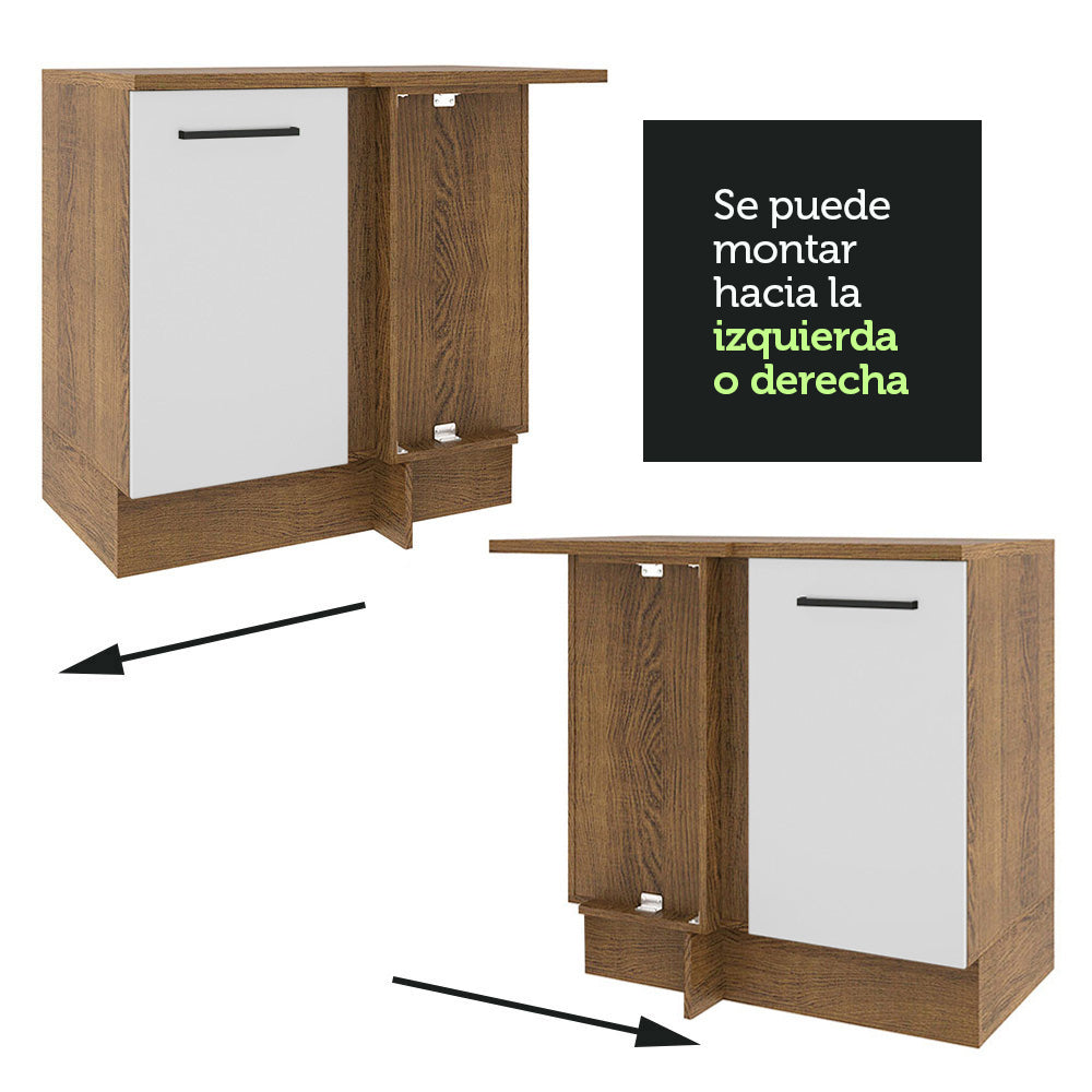 Mueble de Cocina Bajo de Esquina Agata 1 Puerta Marrón/Blanco