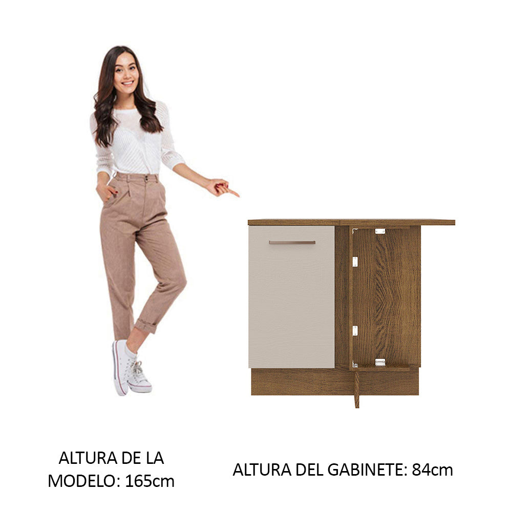 Mueble de Cocina Bajo de Esquina Agata 1 Puerta Marrón/Crema