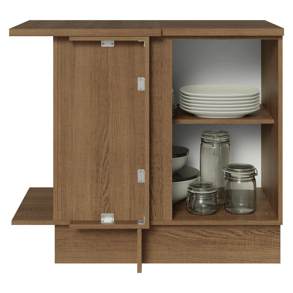 Mueble de Cocina Bajo de Esquina Glamy 1 Puerta Marrón/Negro