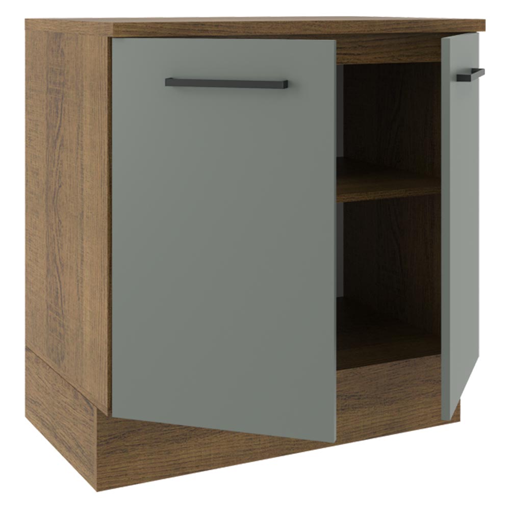 Mueble de Cocina Bajo Agata 80 cm 2 Puertas Marrón/Gris