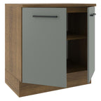 Mueble de Cocina Bajo Agata 80 cm 2 Puertas Marrón/Gris