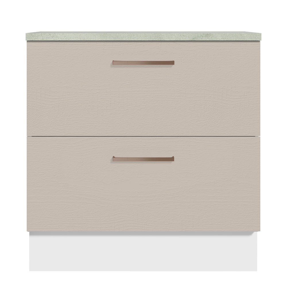 Mueble de Cocina Bajo Agata 80 cm 2 Cajones Blanco/Crema