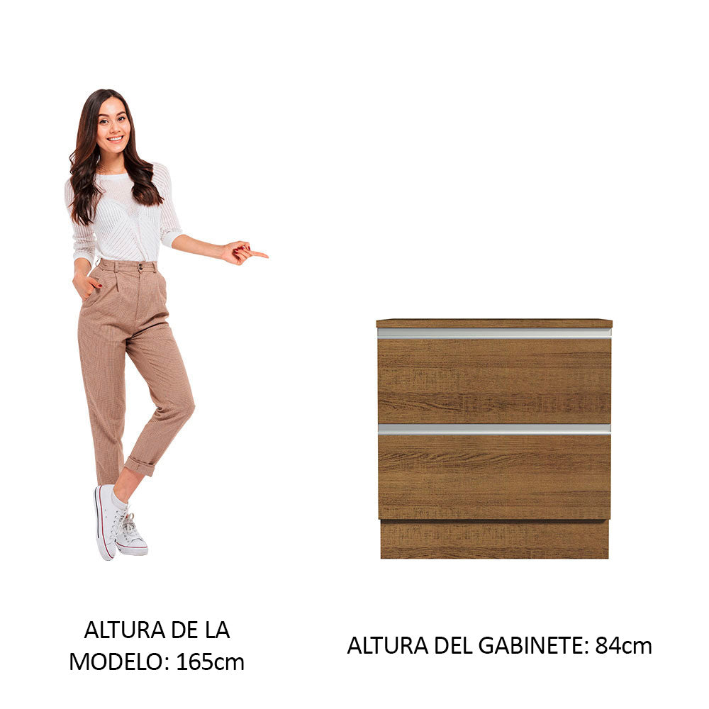 Mueble de Cocina Bajo Glamy 80 cm 2 Cajones Marrón