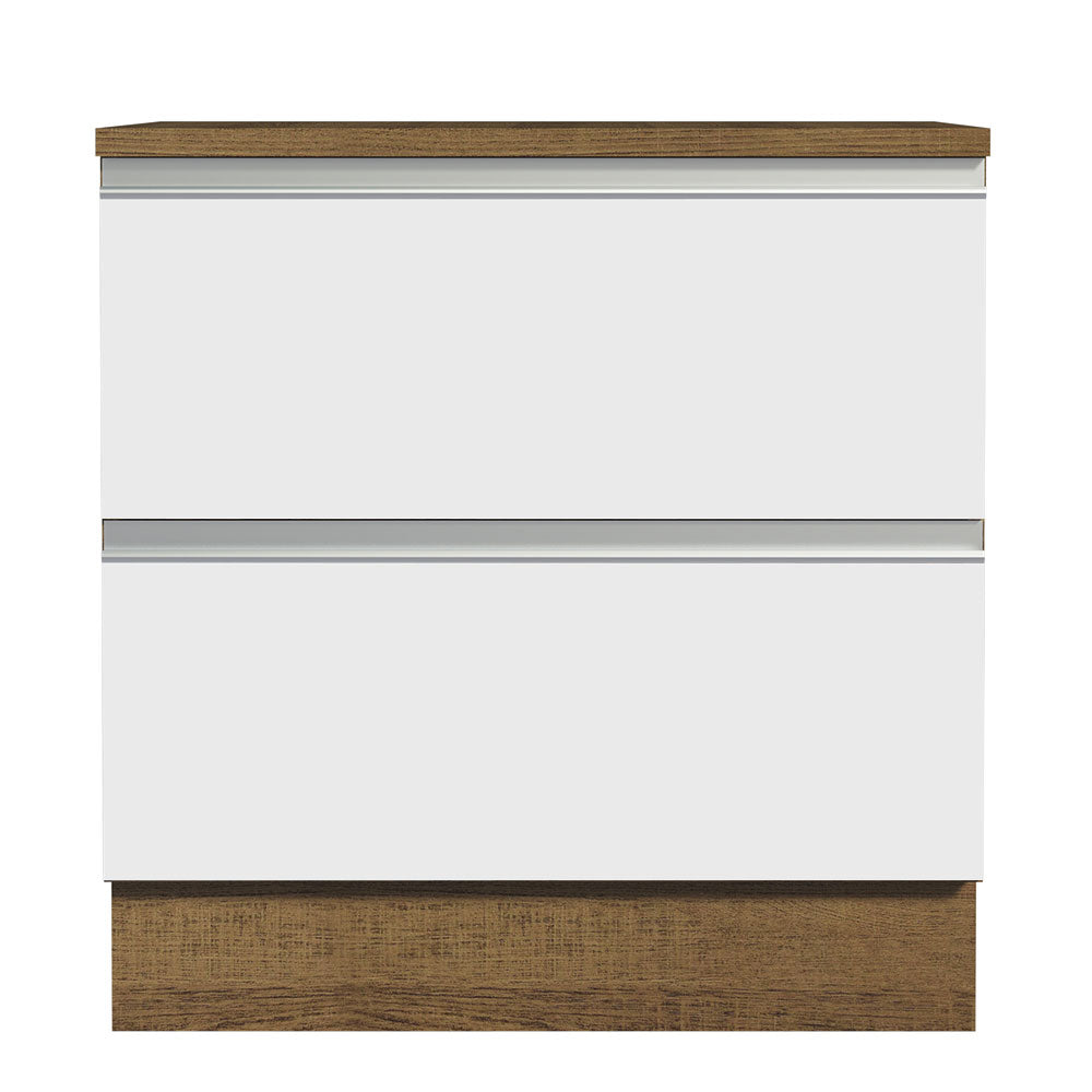 Mueble de Cocina Bajo Glamy 80 cm 2 Cajones Marrón/Blanco