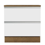 Mueble de Cocina Bajo Glamy 80 cm 2 Cajones Marrón/Blanco