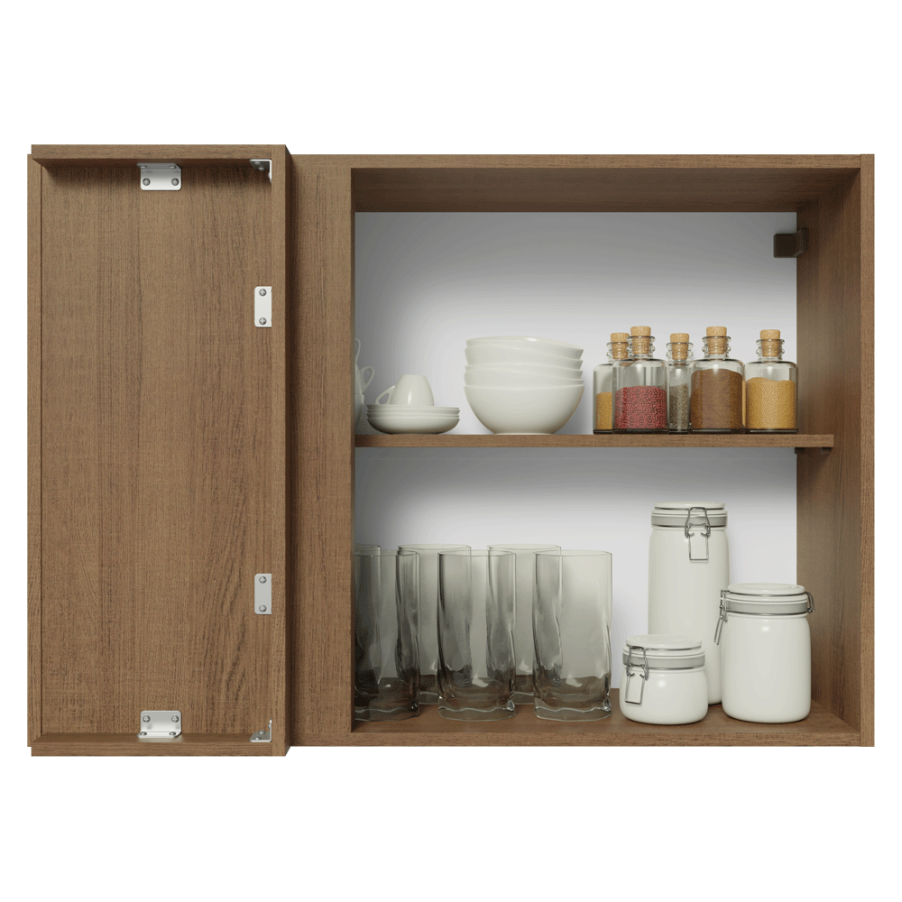 Mueble de Cocina Superior de Esquina Vik 1 Puerta Marrón/Verde