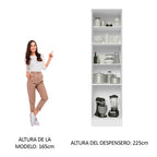 Mueble de Cocina Armario Vertical Glamy 3 Puertas Blanco/Marrón
