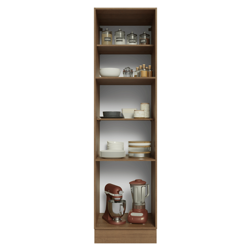 Mueble de Cocina Armario Vertical Vik 60 cm con 3 Puertas Marrón/Gris