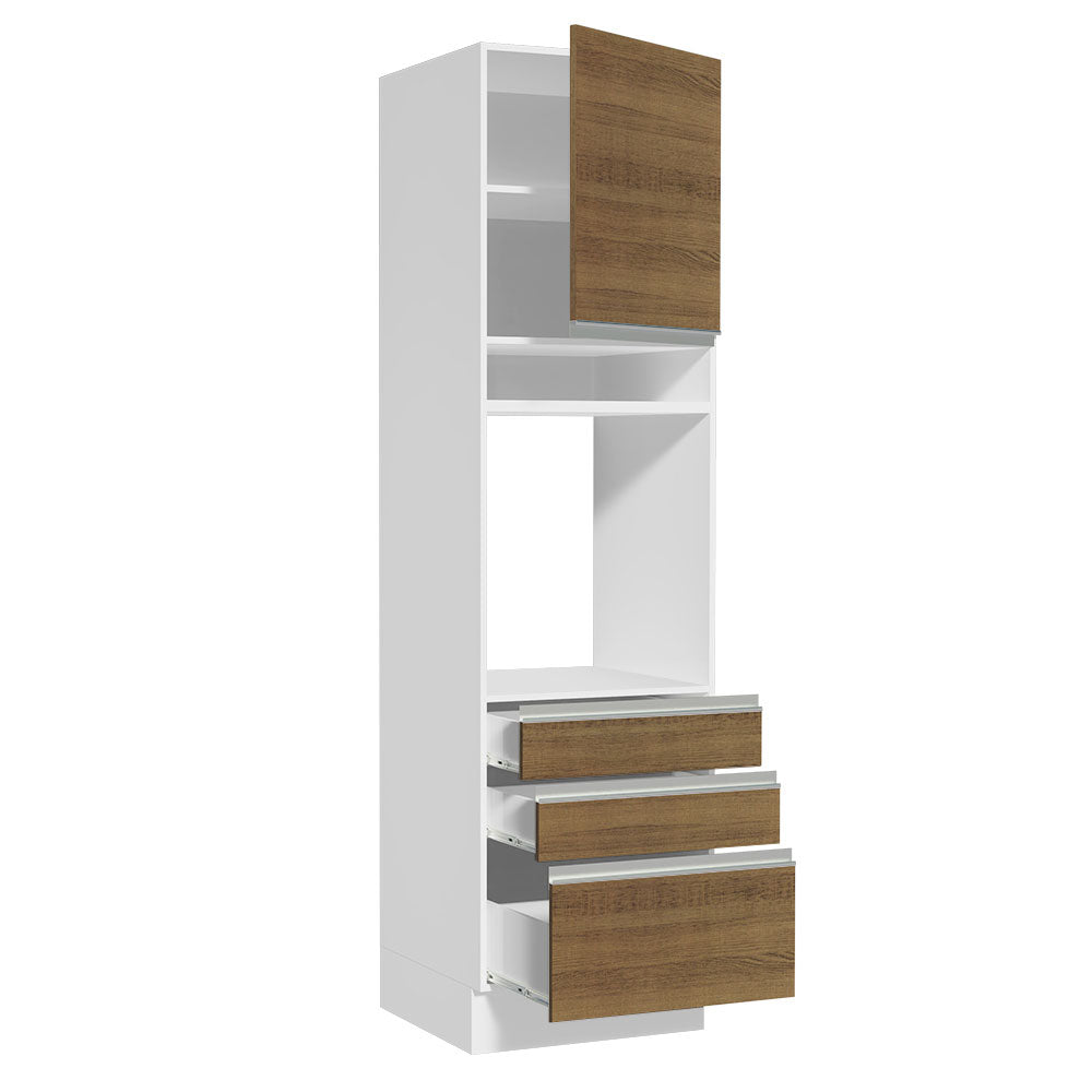 Mueble de Cocina para Hornos Glamy 60 cm Blanco/Marrón