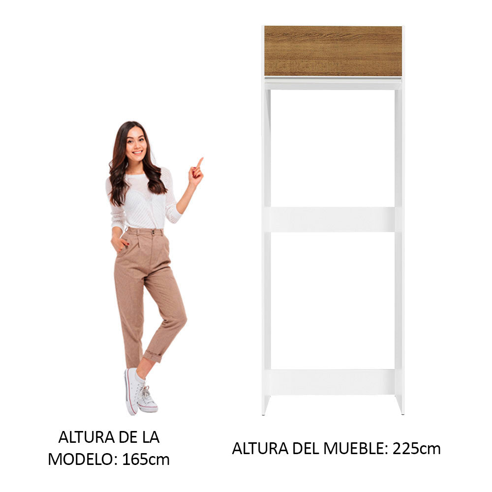 Mueble de Cocina para Nevera Glamy 1 Puerta Abatible Blanco/Marrón