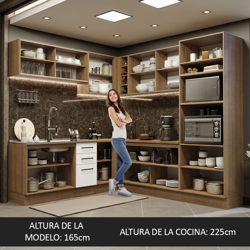 Cocina Integral de Esquina Agata 4.60 m Marrón/Blanco 01