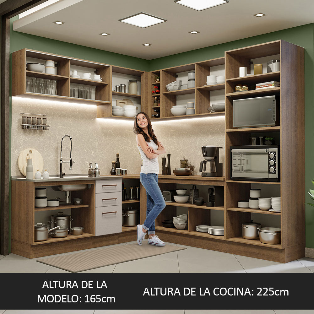 Cocina Integral de Esquina Agata 4.60 m Marrón/Crema 01