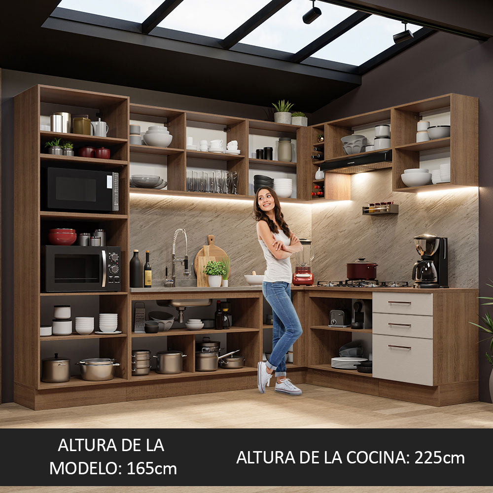 Cocina Integral de Esquina Agata 4.80 m Marrón/Crema 01