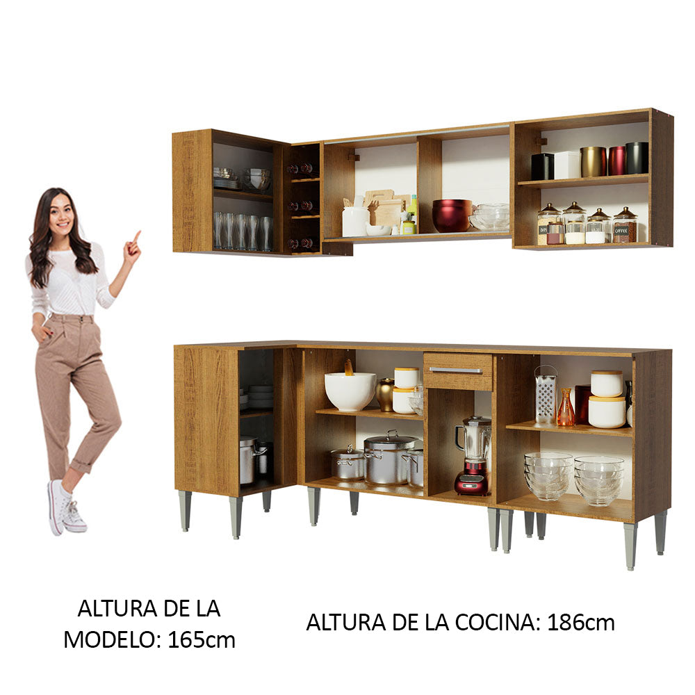 Cocina Integral de Esquina Emilly Point 2.90 m Marrón