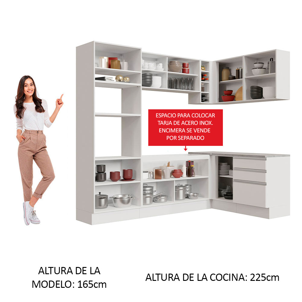 Cocina Integral de Esquina Glamy 4.00 m Blanco 02