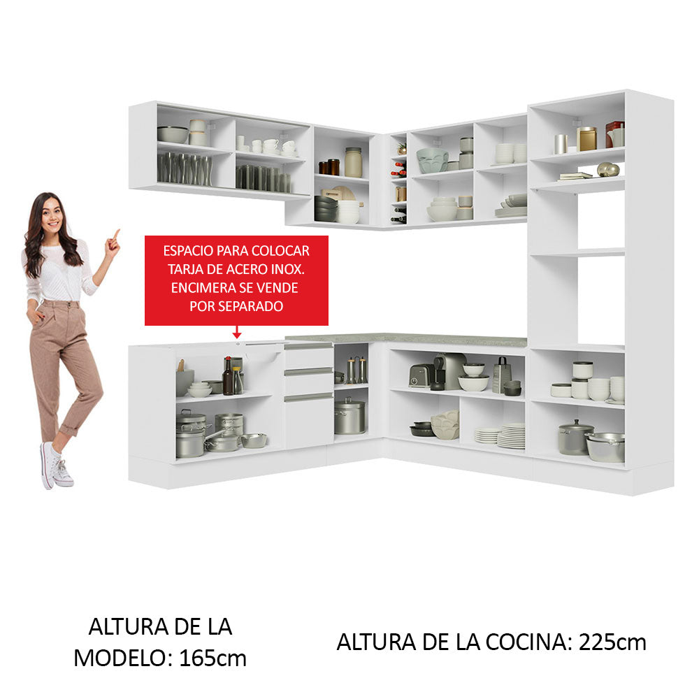 Cocina Integral de Esquina Glamy 4.60 m Blanco 01