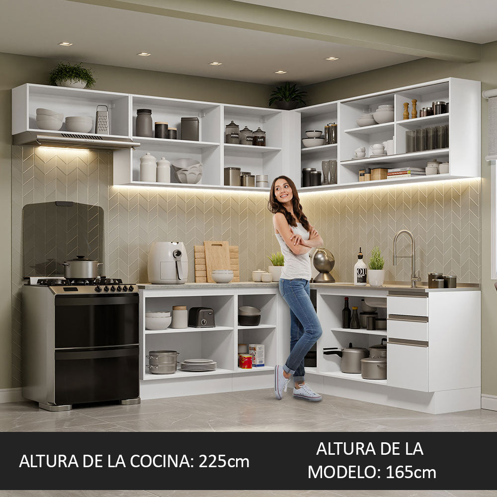 Cocina Integral de Esquina Glamy 4.70 m Blanco 01