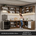 Cocina Integral de Esquina Glamy 4.70 m Marrón/Blanco 01