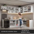 Cocina Integral de Esquina Glamy 4.70 m Blanco/Marrón 01