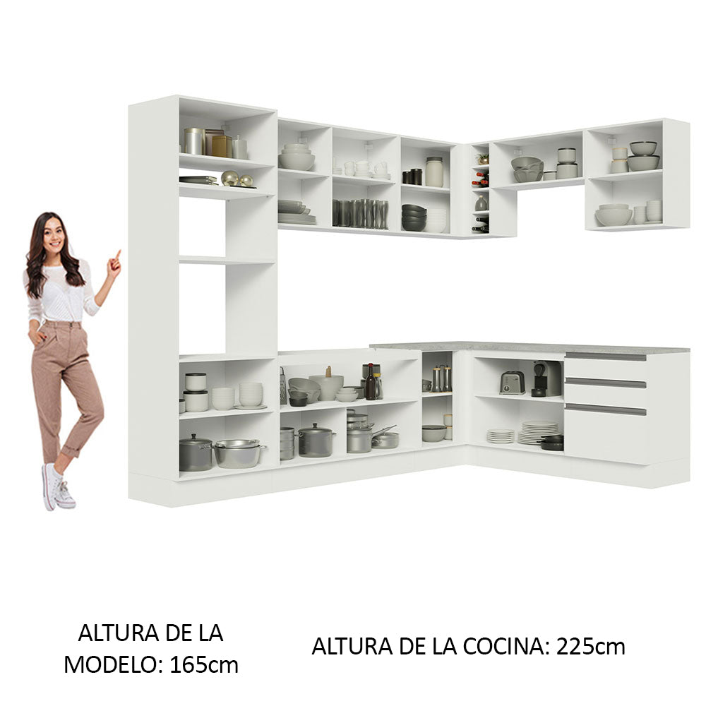 Cocina Integral de Esquina Glamy 4.80 m Blanco 01