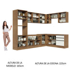 Cocina Integral de Esquina Glamy 4.80 m Marrón/Blanco 01