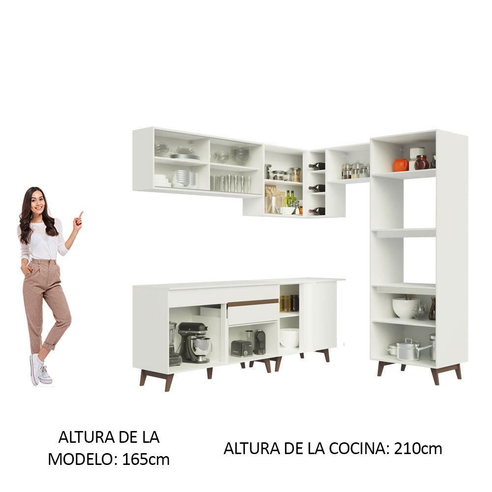 Cocina Integral de Esquina Reims 4.00 m con Encimera Blanco 02