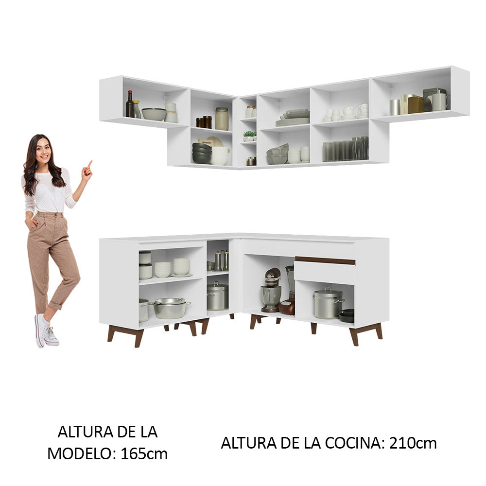 Cocina Integral de Esquina Reims 4.00 m con Encimera Blanco 03