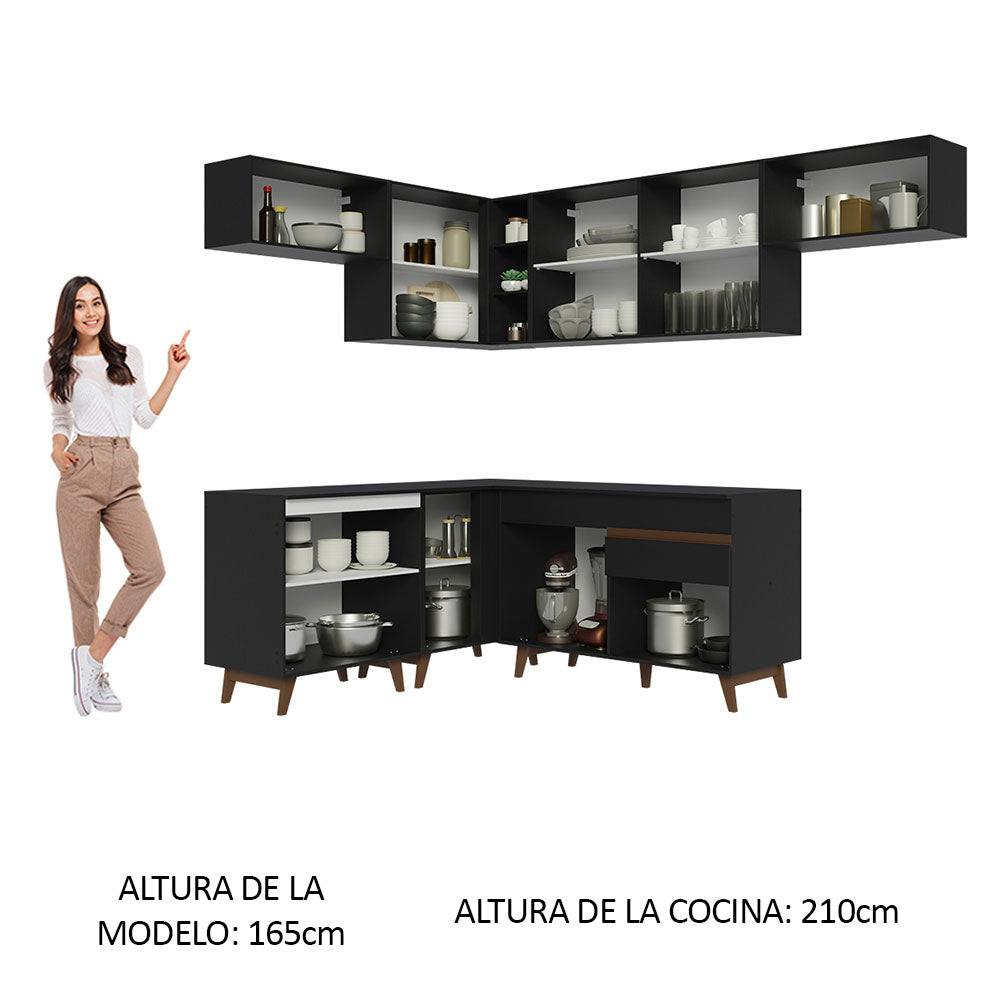 Cocina Integral de Esquina Reims 4.00 m con Encimera Negro 03