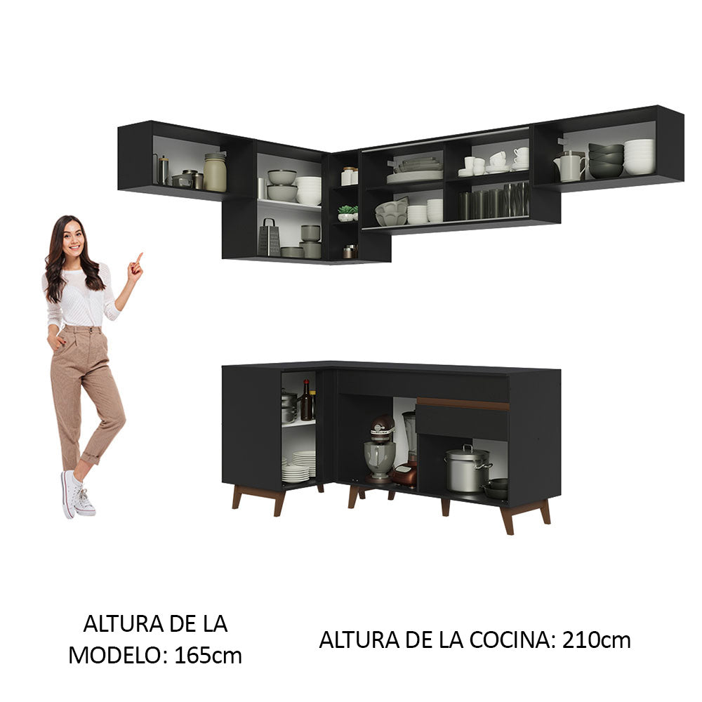 Cocina Integral de Esquina Reims 4.00 m con Encimera Negro 04