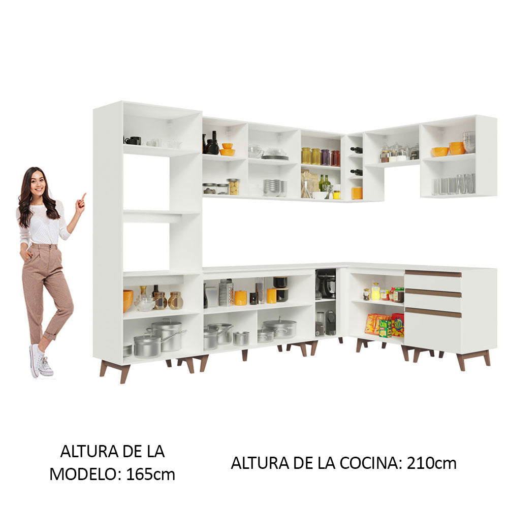 Cocina Integral de Esquina Reims 4.60 m con Encimera Blanco 01