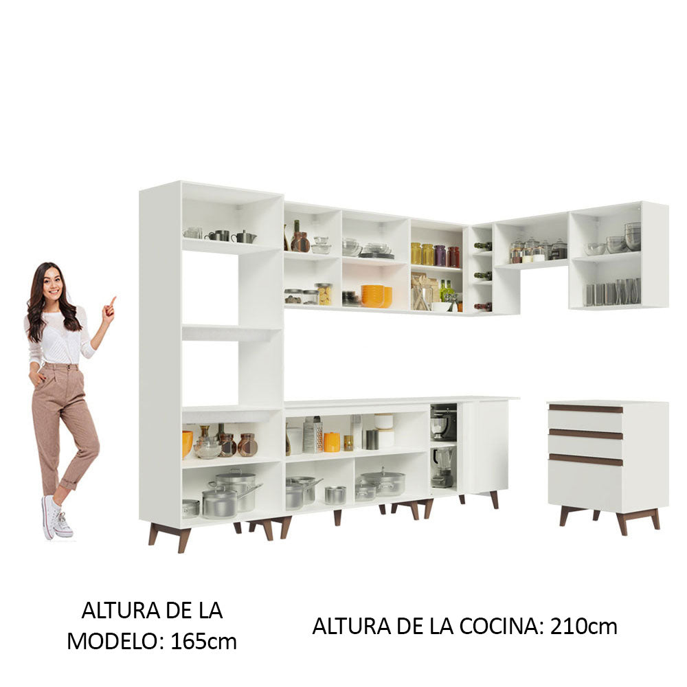 Cocina Integral de Esquina Reims 4.60 m con Encimera Blanco 02
