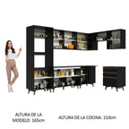 Cocina Integral de Esquina Reims 4.60 m con Encimera Negro 02