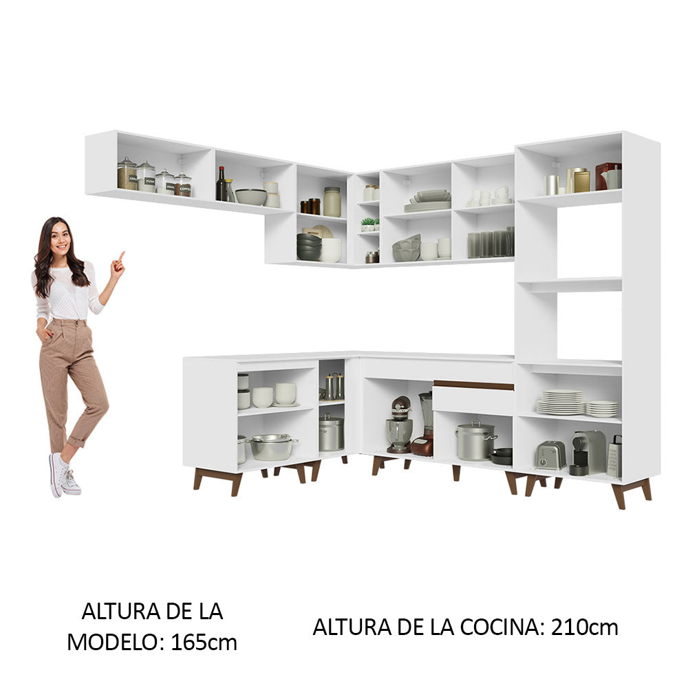 Cocina Integral de Esquina Reims 4.70 m con Encimera Blanco 01