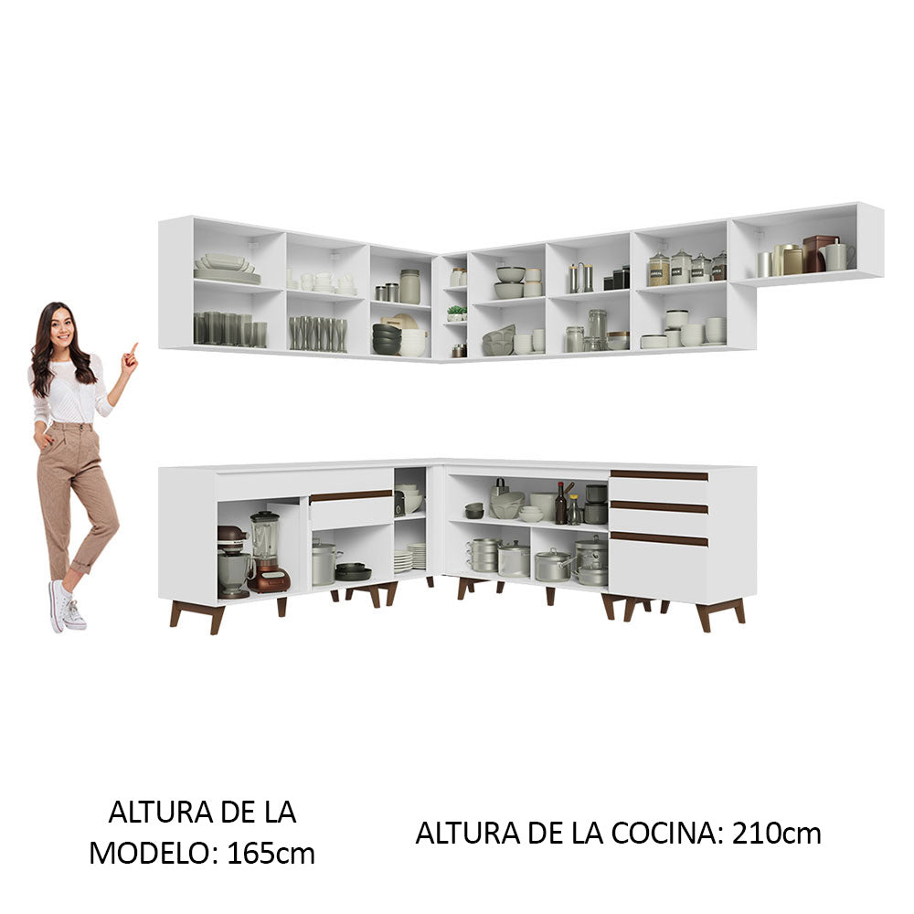 Cocina Integral de Esquina Reims 5.10 m con Encimera Blanco 01