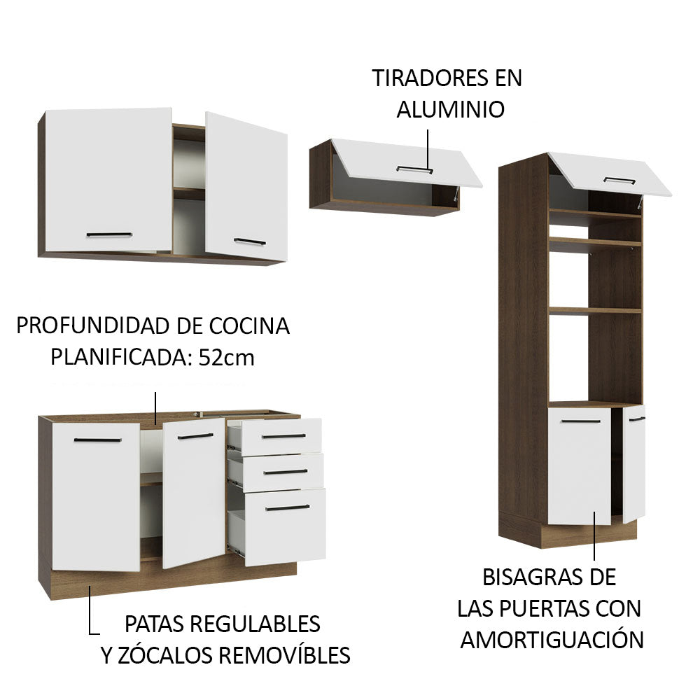 Cocina Integral Agata 2.70 Metros Marrón/Blanco 08