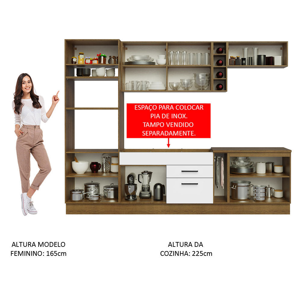 Cocina Integral Agata 2.90 Metros Marrón/Blanco 01