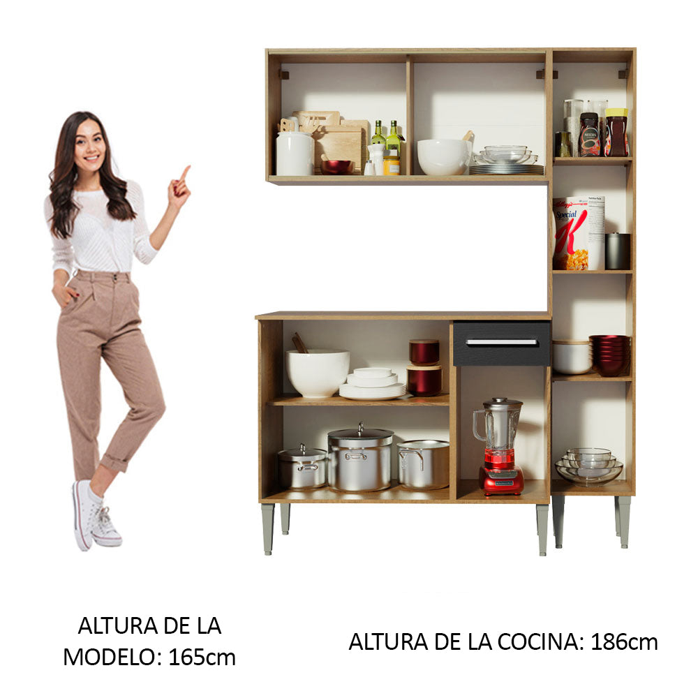 Cocina Integral Emilly Gold 1.40 Metros Marrón/Negro 03