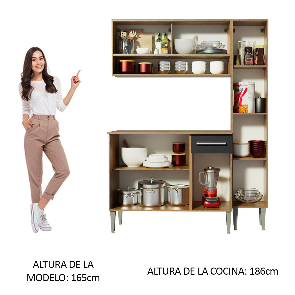 Cocina Integral Emilly Art 1.40 Metros Marrón/Negro 04
