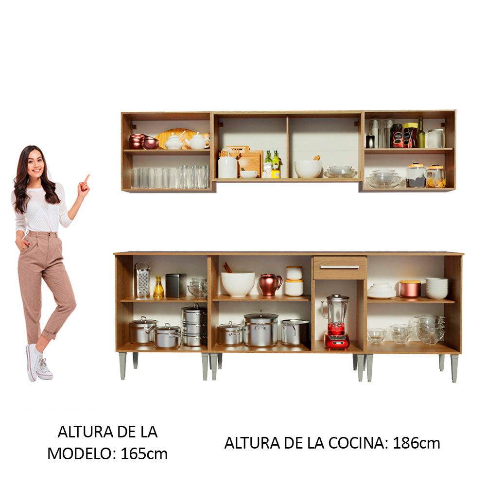 Cocina Integral Emilly Wind 2.30 Metros Marrón