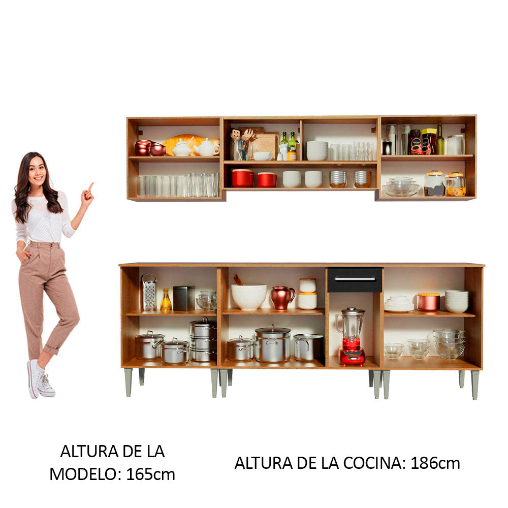 Cocina Integral Emilly Smile 2.30 Metros Marrón/Negro