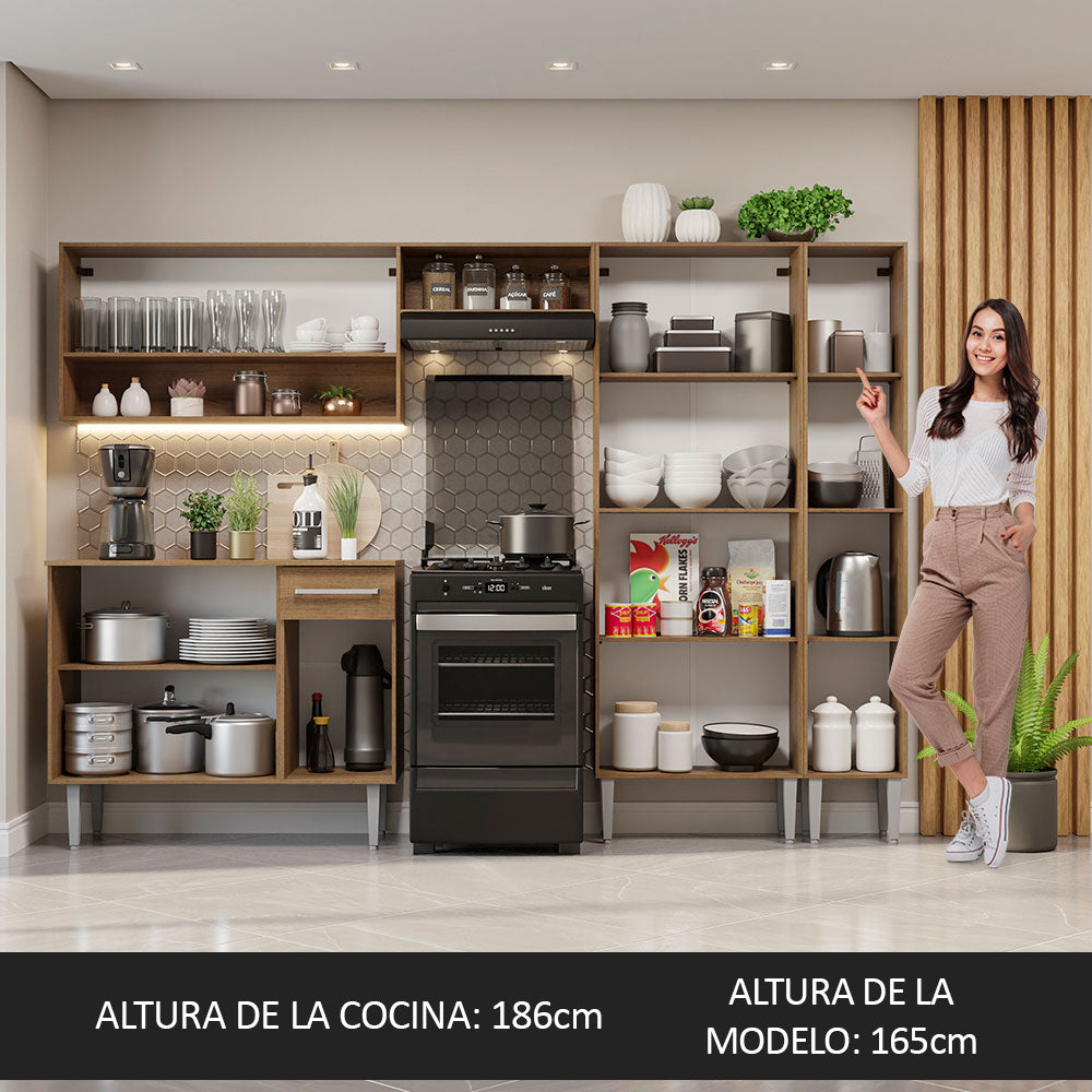 Cocina Integral Emilly 2.60 Metros Marrón/Negro 02
