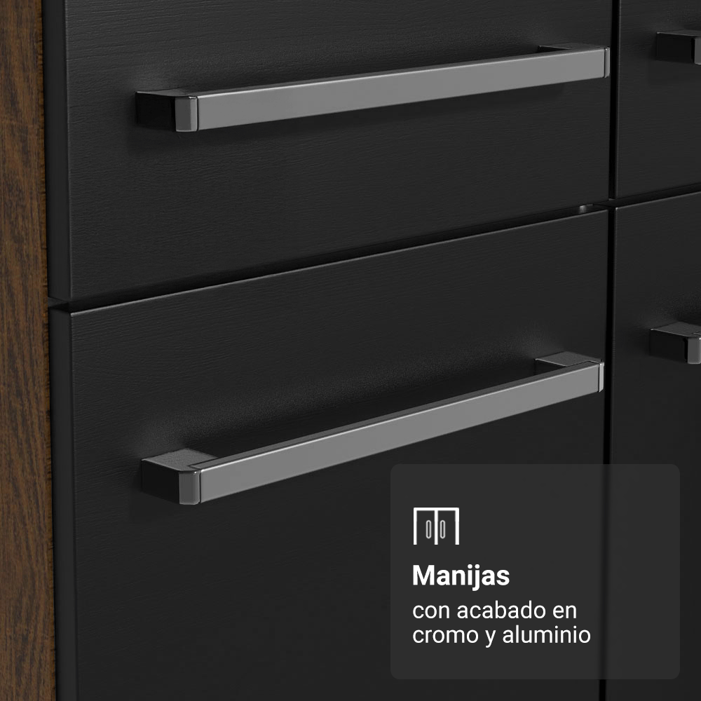 Cocina Integral Emilly 2.90 Metros Marrón/Negro 01