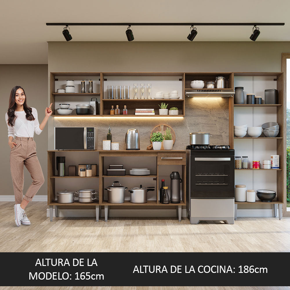 Cocina Integral Emilly 2.90 Metros Marrón/Blanco 10