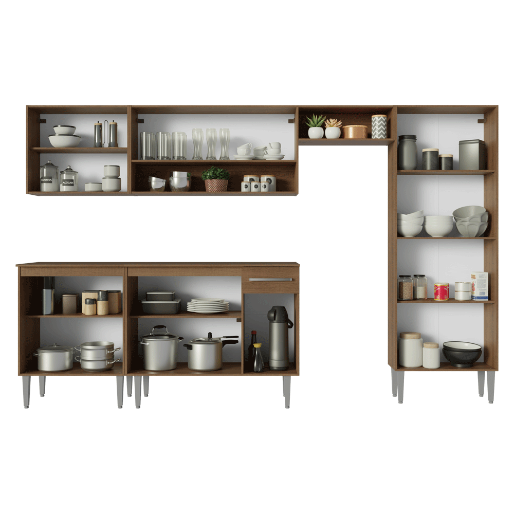 Cocina Integral Emilly 2.90 Metros Marrón 11