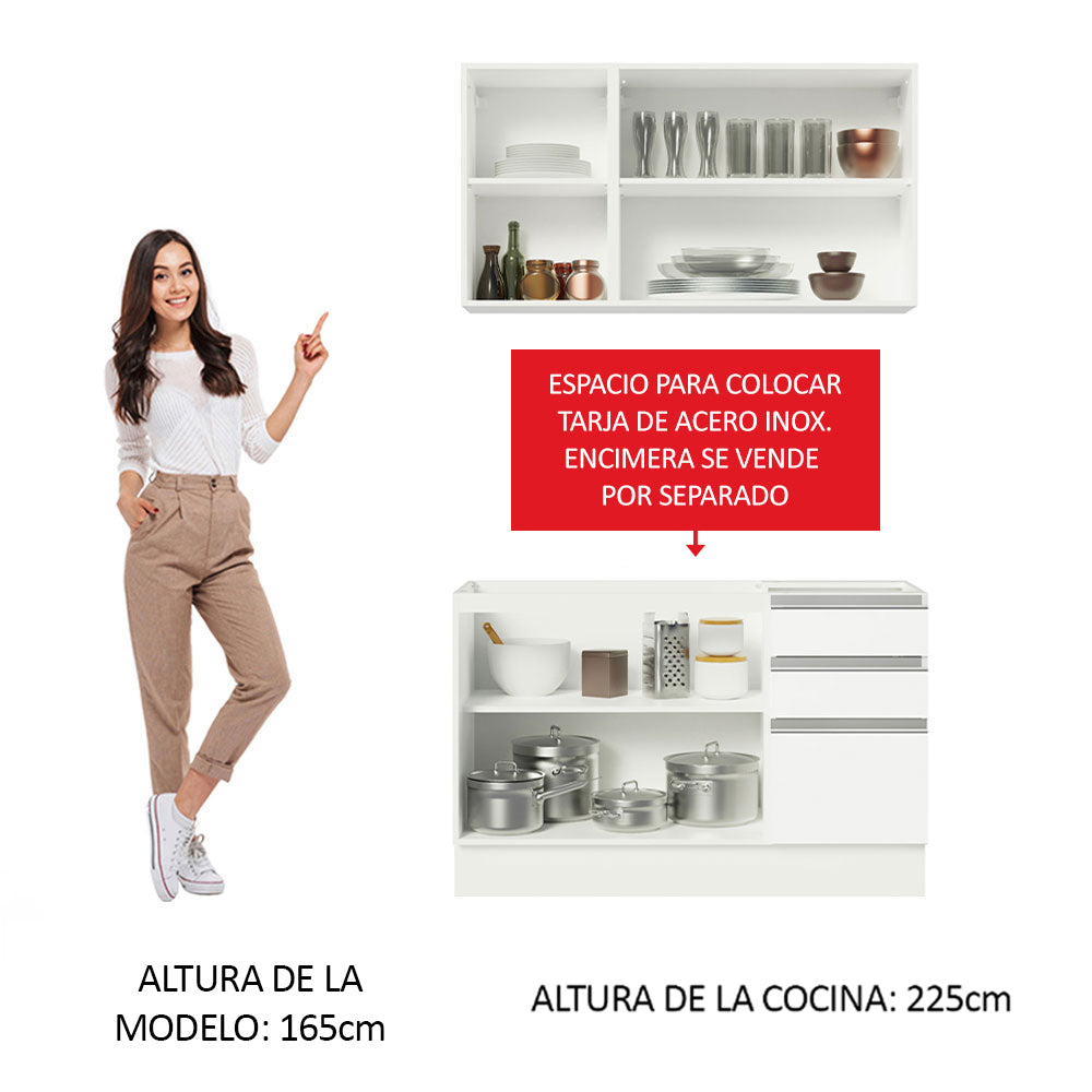 Cocina Integral Glamy 1.20 Metros Blanco 01