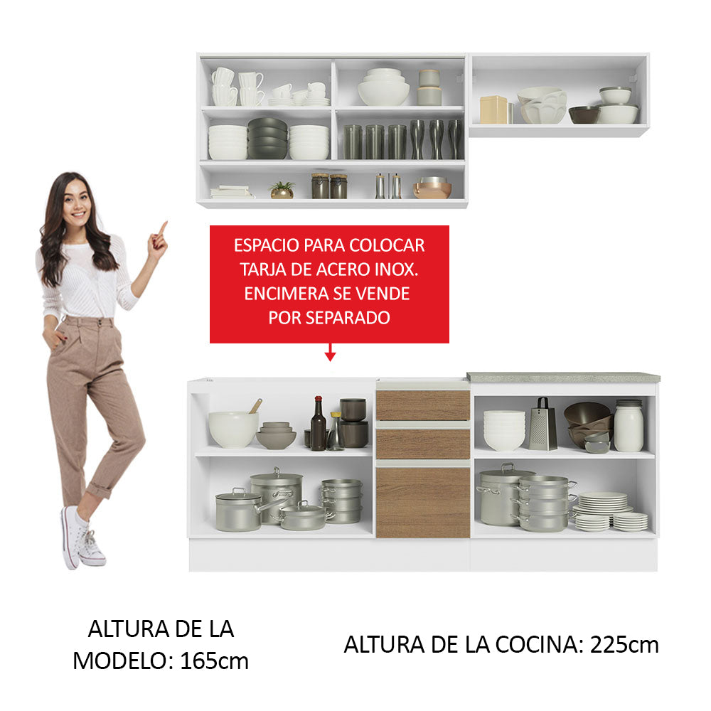 Cocina Integral Glamy 2.00 Metros Blanco/Marrón 03