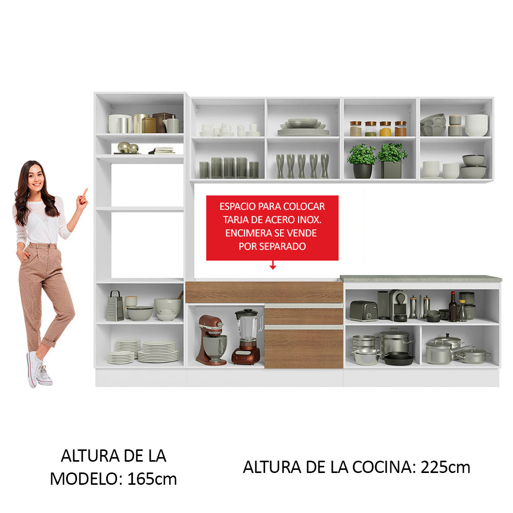 Cocina Integral Glamy 3.10 Metros Blanco/Marrón 02