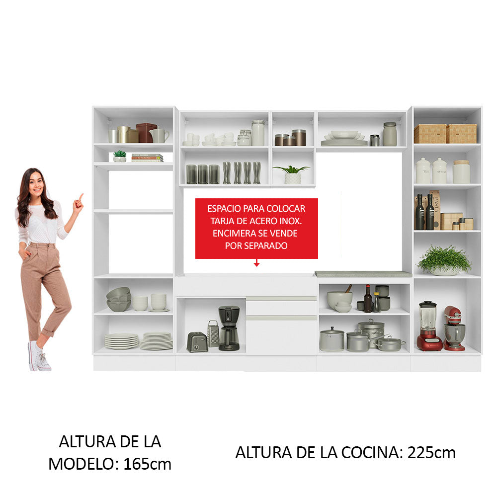 Cocina Integral Glamy 3.30 Metros Blanco