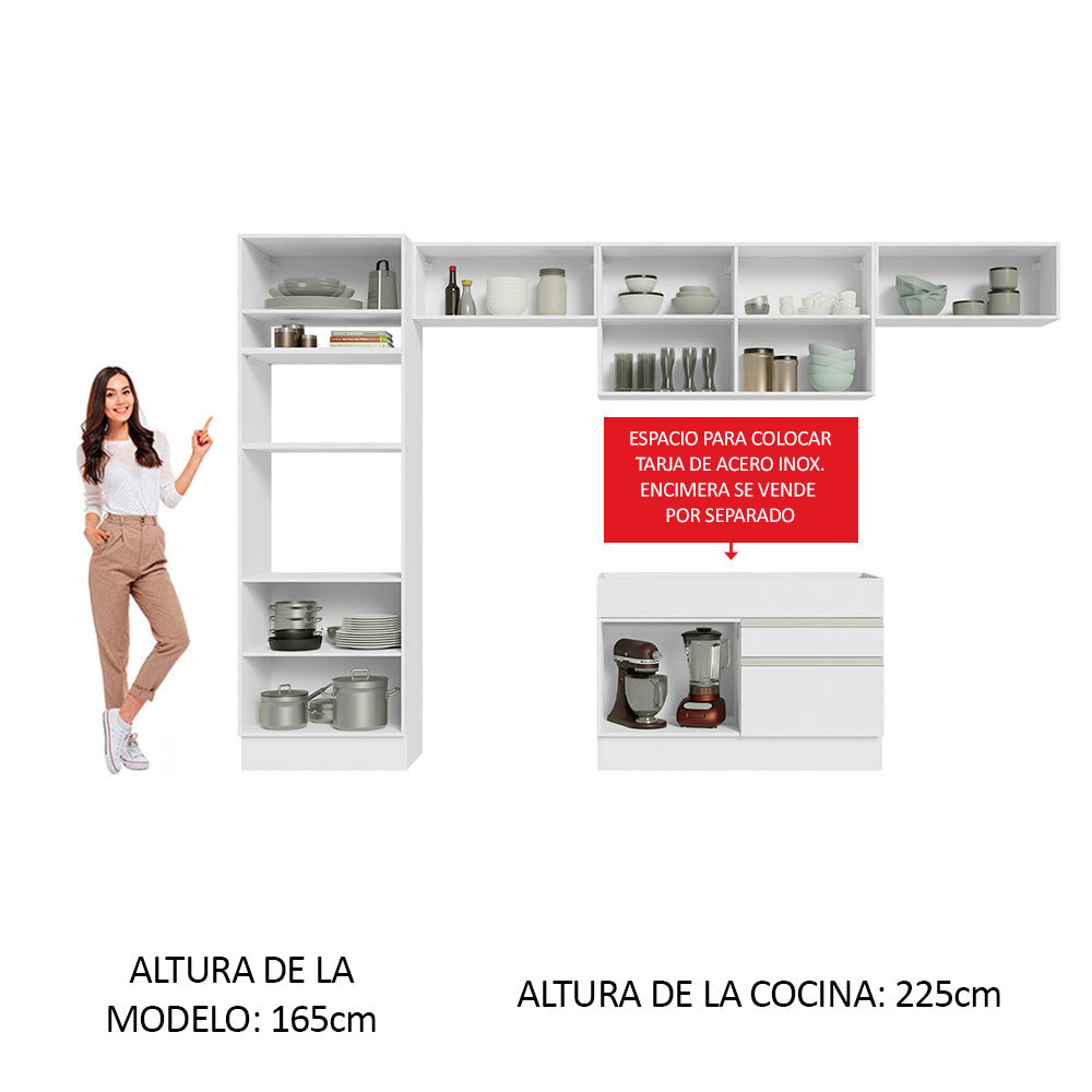 Cocina Integral Glamy 3.50 Metros Blanco